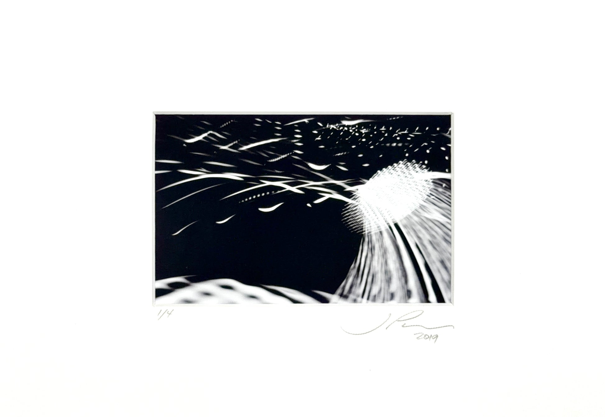 Jose Penm Black and white abstract art with a central light source