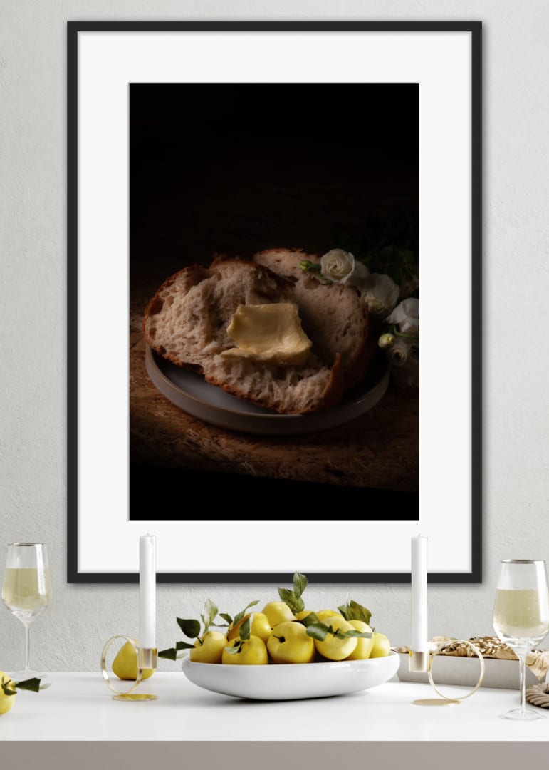 Poster Still Life Bread Butter Flowers 1