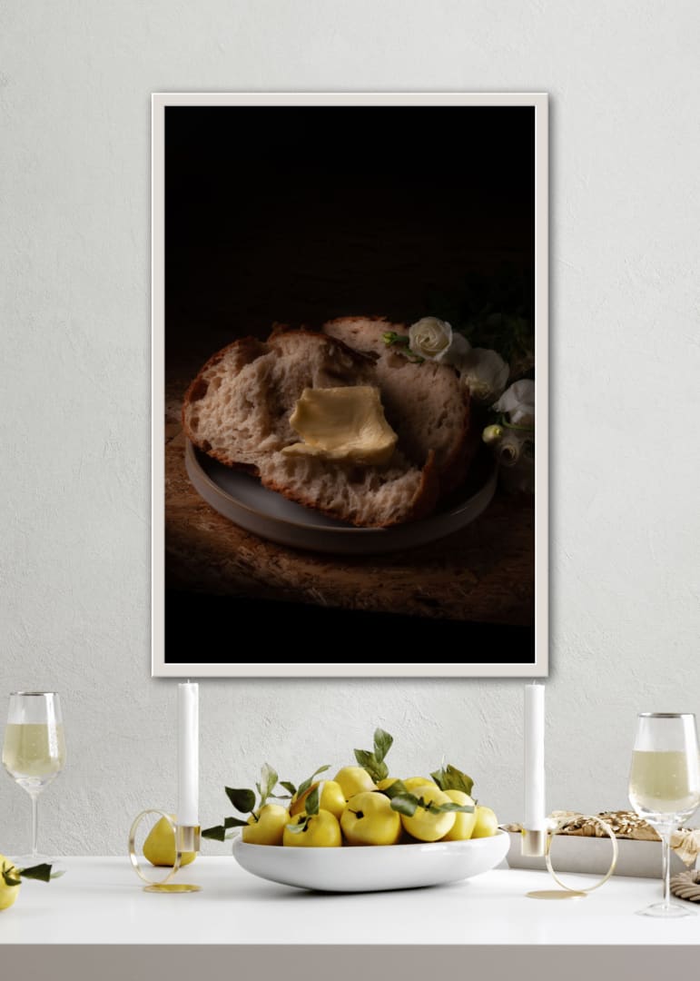 Poster Still Life Bread Butter Flowers 1