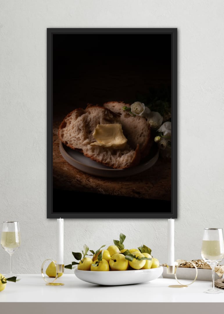 Poster Still Life Bread Butter Flowers 1