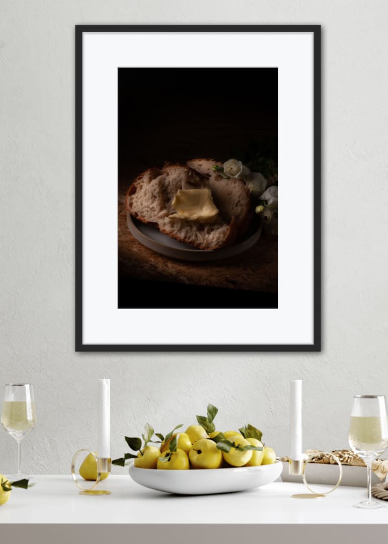 Poster Still Life Bread Butter Flowers 1