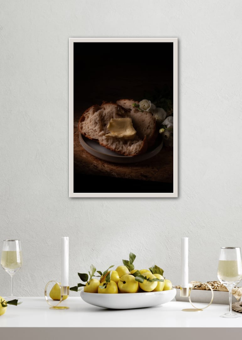 Poster Still Life Bread Butter Flowers 1