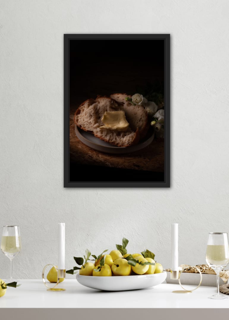 Poster Still Life Bread Butter Flowers 1