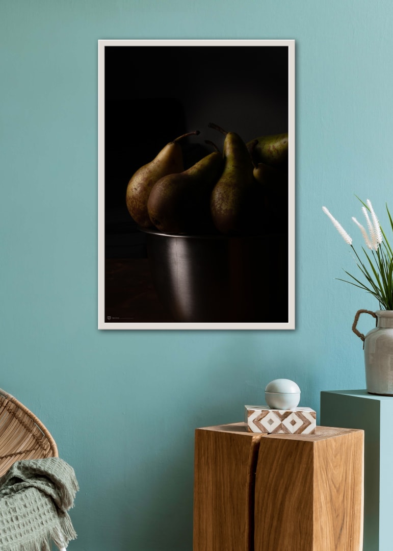 Poster Still Life Pears In Steel Bowl 1