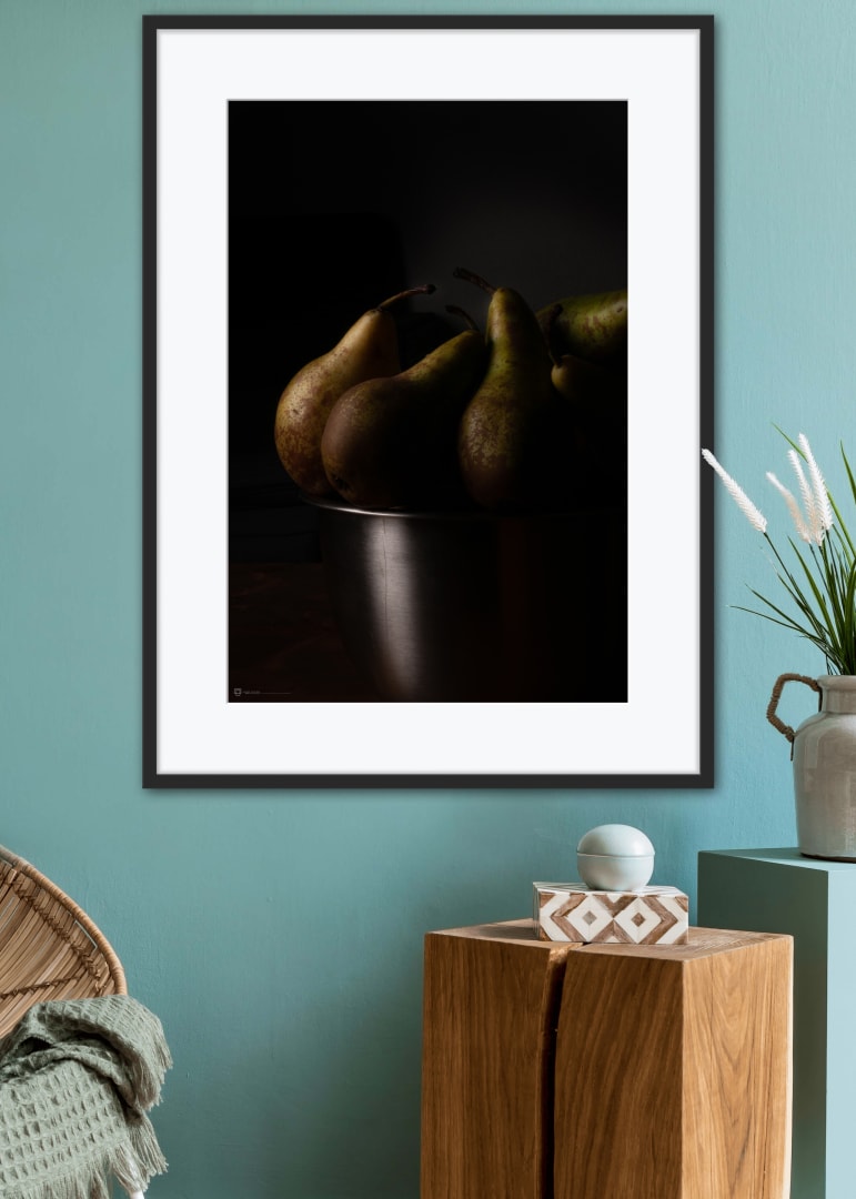 Poster Still Life Pears In Steel Bowl 1