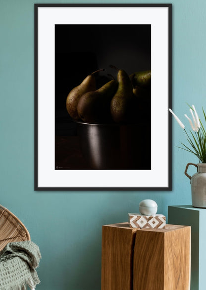 Poster Still Life Pears In Steel Bowl 1