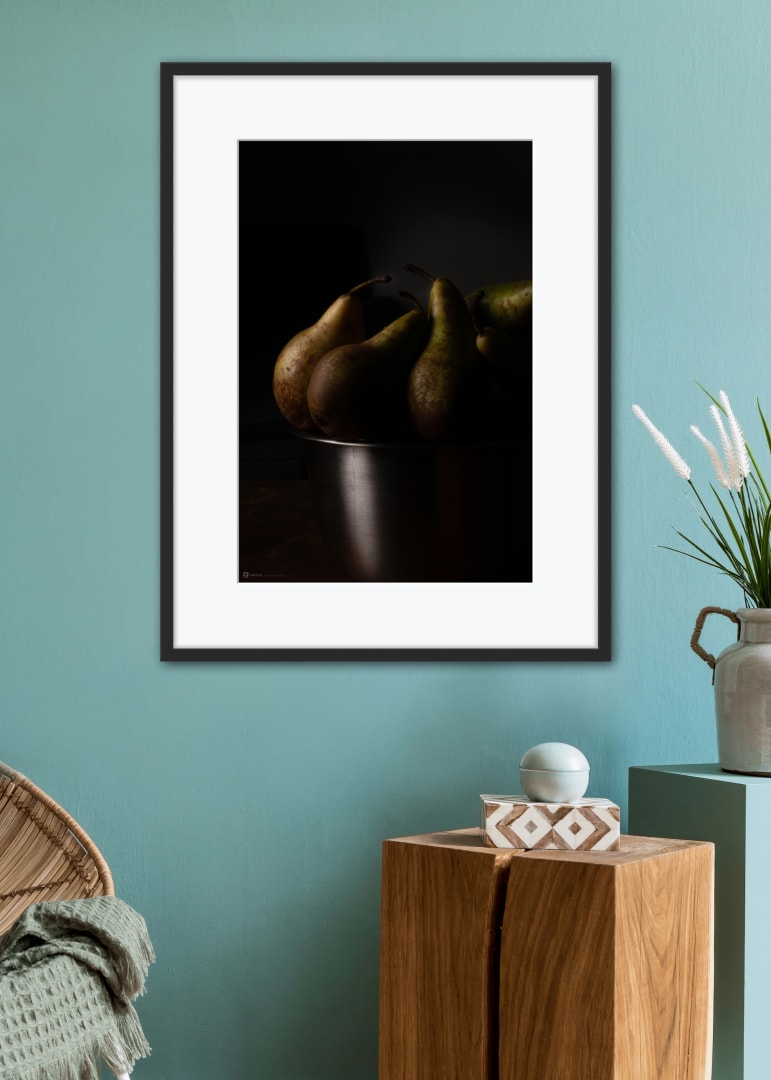 Poster Still Life Pears In Steel Bowl 1