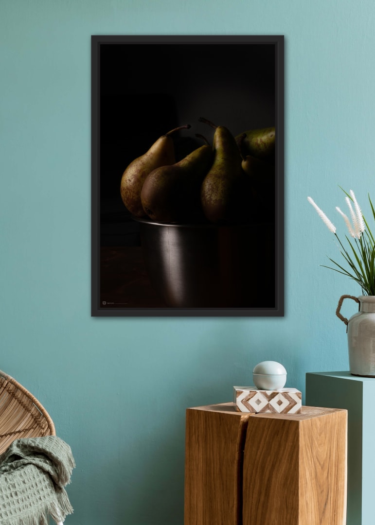 Poster Still Life Pears In Steel Bowl 1