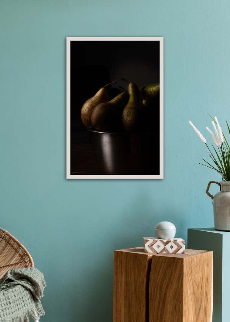 Poster Still Life Pears In Steel Bowl 1